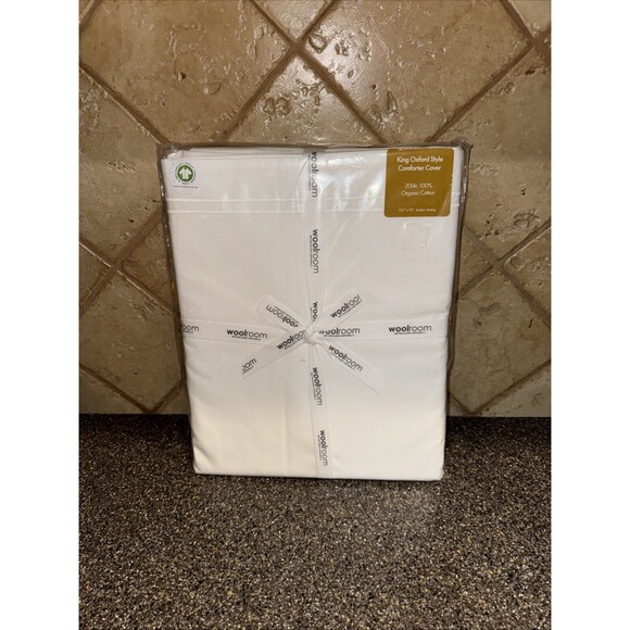 woolroom Other - Woolroom 100% Organic Cotton White  King Oxford Style Comforter Cover 102x92 New